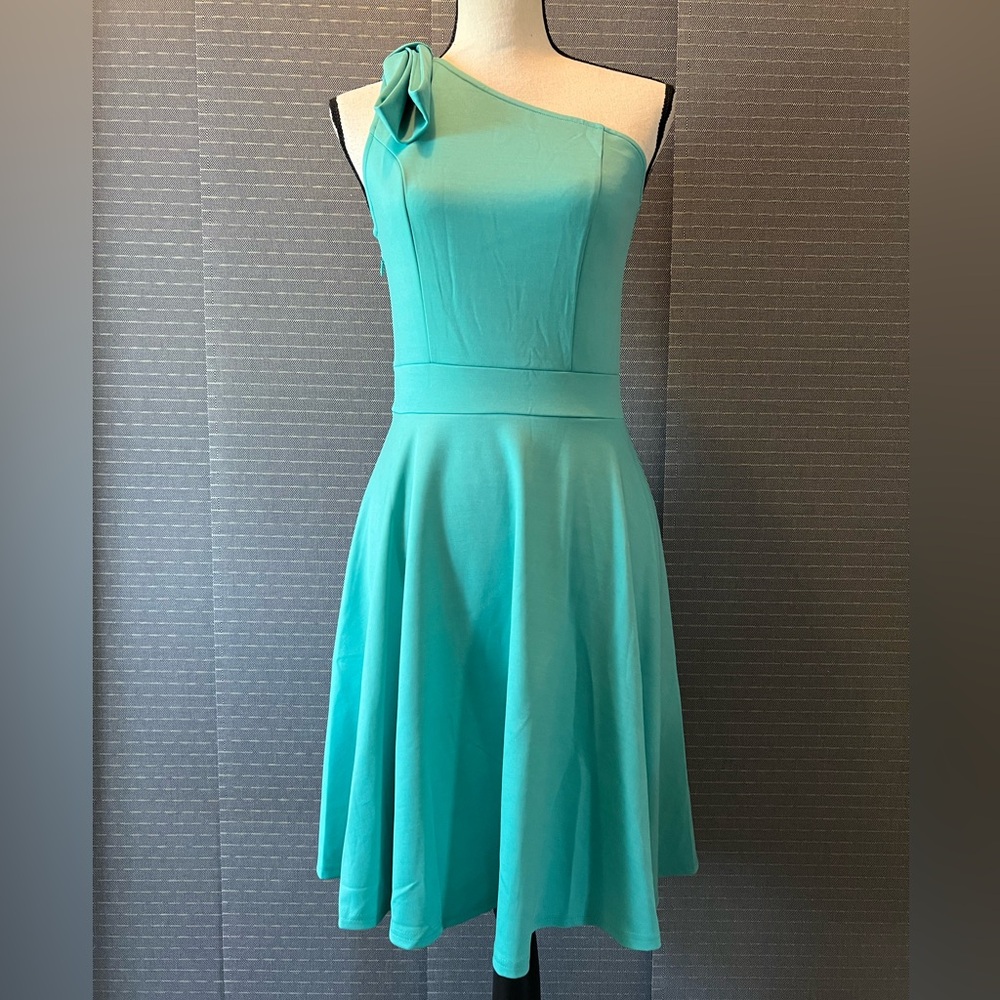 Jasambac Teal One Shoulder Dress